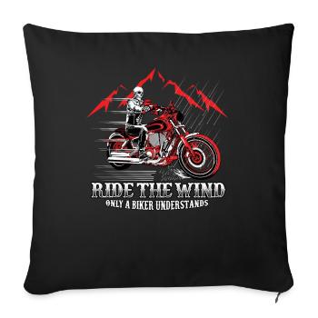 Motorrad Motorradfahrer Biker Feuerstuhl Biken - Sofakissenbezug 45 x 45 cm - Schwarz - Vorne