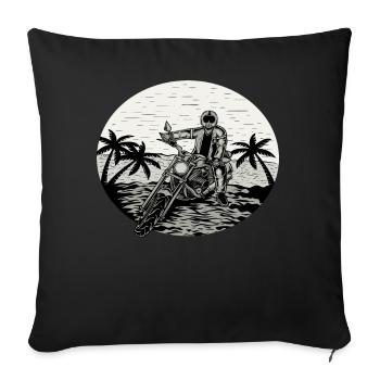 Motorrad Motorradfahrer Biker Feuerstuhl Biken - Sofakissenbezug 45 x 45 cm - Schwarz - Vorne