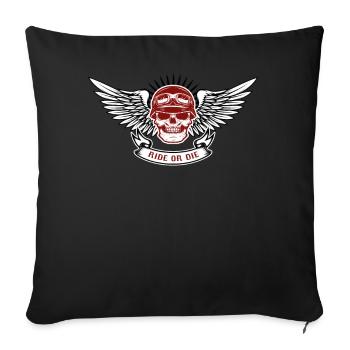 Motorrad Motorradfahrer Biker Feuerstuhl Biken - Sofakissenbezug 45 x 45 cm - Schwarz - Vorne