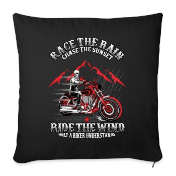 Motorrad Motorradfahrer Biker Feuerstuhl Biken - Sofakissenbezug 45 x 45 cm - Schwarz - Vorne
