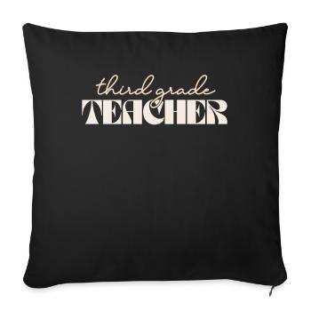 Professeur rétro de 3e année Vintage Troisième année - Housse de coussin décorative 45 x 45 cm - noir - Devant