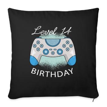 Level 14 Birthday Play Birthday Present - Sofa pillowcase 17,3'' x 17,3'' (45 x 45 cm) - black - Front