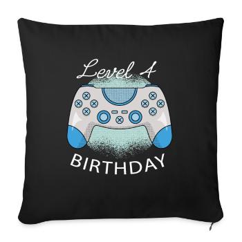 Niveau 4 Cadeau d’anniversaire de jeu - Housse de coussin décorative 45 x 45 cm - noir - Devant
