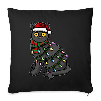 Black Christmas cat with Christmas cap - Sofa pillowcase 17,3'' x 17,3'' (45 x 45 cm) - black - Front