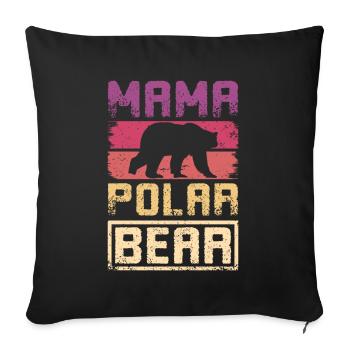 Mother mom mama polar bear - Sofa pillowcase 17,3'' x 17,3'' (45 x 45 cm) - black - Front