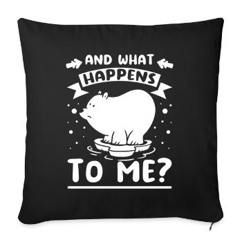 And what happens to me? polar bears - Sofa pillowcase 17,3'' x 17,3'' (45 x 45 cm) - black - Front