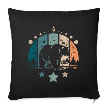 Retro Vintage Forest Polar Bear - Sofa pillowcase 17,3'' x 17,3'' (45 x 45 cm) - black - Front