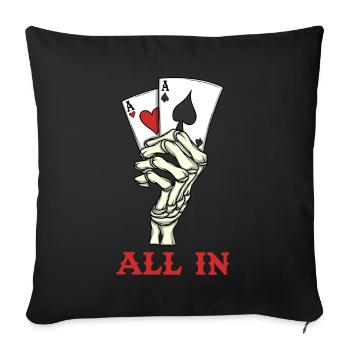 Joueur de poker Cartes de poker Ace Skeleton Hand Poker - Housse de coussin décorative 45 x 45 cm - noir - Devant