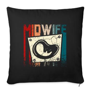 Sage-femme rétro vintage - Housse de coussin décorative 45 x 45 cm - noir - Devant