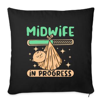 Sage-femme en cours - Housse de coussin décorative 45 x 45 cm - noir - Devant