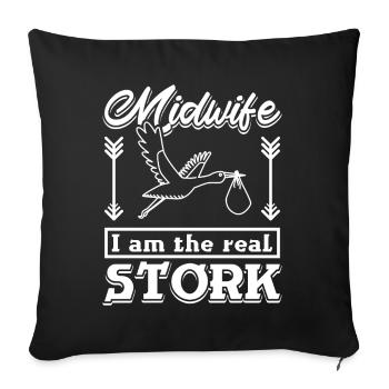 Midwife I am the real stork - Sofakissenbezug 45 x 45 cm - Schwarz - Vorne