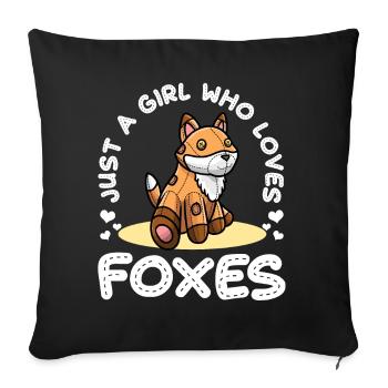 Renards Fox Girl - Housse de coussin décorative 45 x 45 cm - noir - Devant