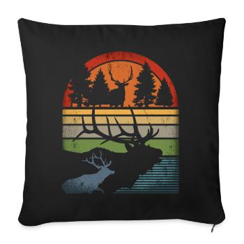 Retro Deer Vintage Hunter Moose Hunting Professional Hunter - Sofa pillowcase 17,3'' x 17,3'' (45 x 45 cm) - black - Front