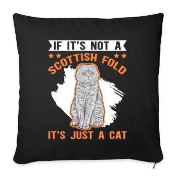 Scottish Folding Ear Cat Cat Owner Gift - Sofa pillowcase 17,3'' x 17,3'' (45 x 45 cm) - black - Front