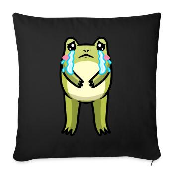 Cottagecore Kawaii Grenouille Triste Pleur Emoticon - Housse de coussin décorative 45 x 45 cm - noir - Devant