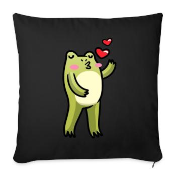 Cottagecore Kawaii Frog Kisses Emoticon - Sofa pillowcase 17,3'' x 17,3'' (45 x 45 cm) - black - Front