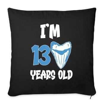 I am 14 years old - Megalodon tooth shark 14. - Sofa pillowcase 17,3'' x 17,3'' (45 x 45 cm) - black - Front