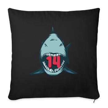 Megalodon Hai 14th birthday 14 years Megalodon - Sofa pillowcase 17,3'' x 17,3'' (45 x 45 cm) - black - Front