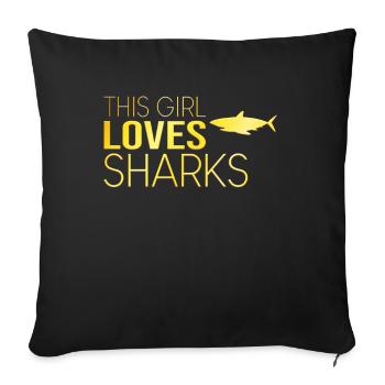 Girl Shark Saying - Sofa pillowcase 17,3'' x 17,3'' (45 x 45 cm) - black - Front