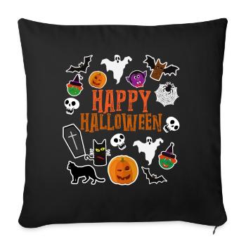 Happy Halloween Pumpkin Lantern Ghost Ghost - Sofa pillowcase 17,3'' x 17,3'' (45 x 45 cm) - black - Front