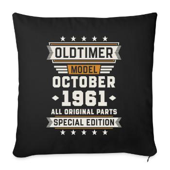 Oldtimer October 1961 Birthday Gift - Sofa pillowcase 17,3'' x 17,3'' (45 x 45 cm) - black - Front