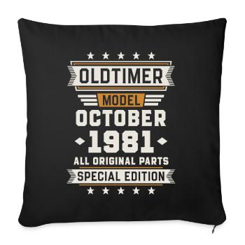 Oldtimer Oktober 1981 Geburtstag Geschenk - Sofakissenbezug 45 x 45 cm - Schwarz - Vorne