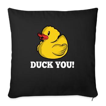 Duck You Duck Word Game Rubber Duck Squeaky Duck - Sofa pillowcase 17,3'' x 17,3'' (45 x 45 cm) - black - Front