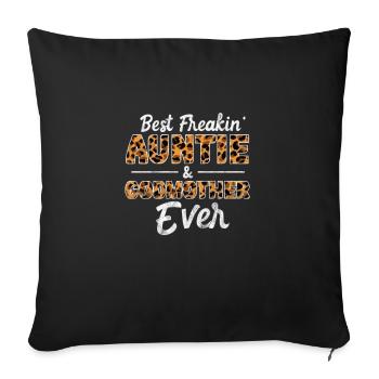 Marraine Tante Marraine Baptême Nièce Neveu Cadeau - Housse de coussin décorative 45 x 45 cm - noir - Devant
