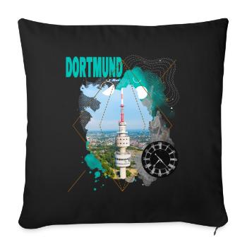 Dortmund Deutschland Stadt Skyline Vintage Retro - Sofakissenbezug 45 x 45 cm - Schwarz - Vorne