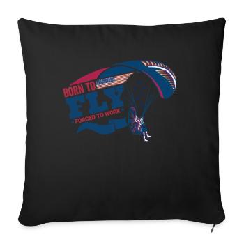 Bron doit voler forcé de travailler pilote de paramoteur - Housse de coussin décorative 45 x 45 cm - noir - Devant
