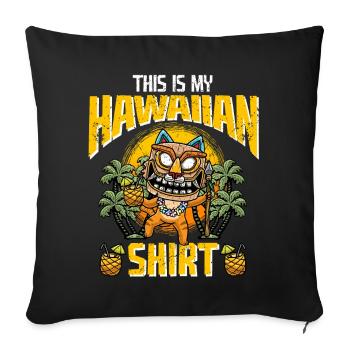 This Is My Hawaiian Shirt Cat Wears Tiki Mask - Sofa pillowcase 17,3'' x 17,3'' (45 x 45 cm) - black - Front