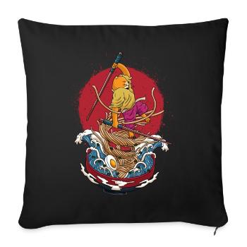 Kawaii Cat Ramen Noodles Samurai Japanese - Sofa pillowcase 17,3'' x 17,3'' (45 x 45 cm) - black - Front