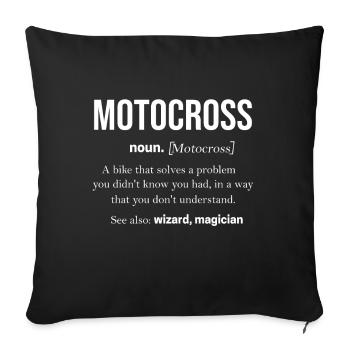 Tshirt Motocross Pour Hommes Femme Enduro Supermoto - Housse de coussin décorative 45 x 45 cm - noir - Devant