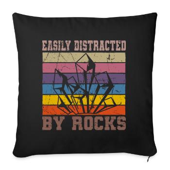 Vintage Retro Geologist Crystal Stone Collector - Sofa pillowcase 17,3'' x 17,3'' (45 x 45 cm) - black - Front