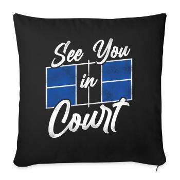 Pickleball Pun Rendez-vous au tribunal - Housse de coussin décorative 45 x 45 cm - noir - Devant