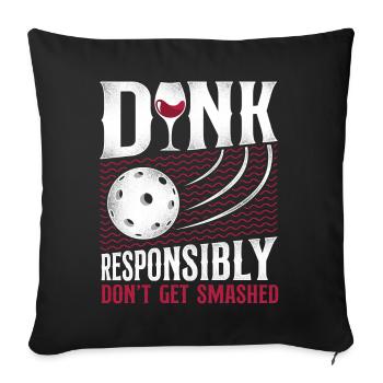 Pickleball Pun Wine Dink - Sofakissenbezug 45 x 45 cm - Schwarz - Vorne