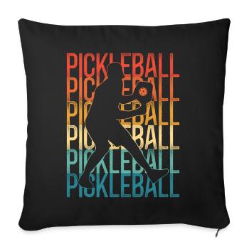 Pickleball Rétro Vintage - Housse de coussin décorative 45 x 45 cm - noir - Devant