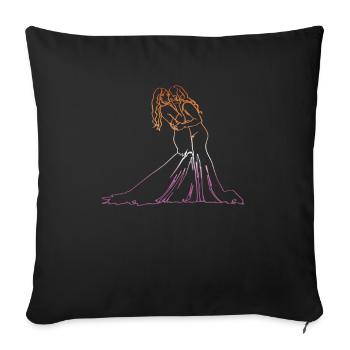 Zwei Bräute Oneline Art - Lesbische Hochzeit - Sofakissenbezug 45 x 45 cm - Schwarz - Vorne