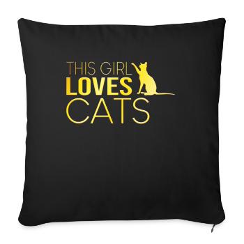 Dicton de chat fille - Housse de coussin décorative 45 x 45 cm - noir - Devant