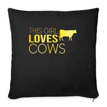 Dicton de la vache fille - Housse de coussin décorative 45 x 45 cm - noir - Devant