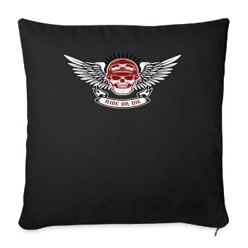 Motorrad Motorradfahrer Biker Feuerstuhl Biken - Sofakissenbezug 45 x 45 cm - Schwarz - Vorne