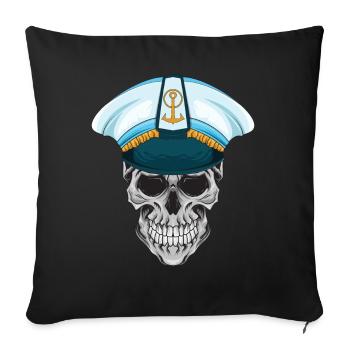 Boot Kapitän Segelboot Motorboot Totenkopf Meer - Sofakissenbezug 45 x 45 cm - Schwarz - Vorne