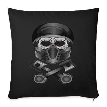 Motorrad Motorradfahrer Biker Feuerstuhl Biken - Sofakissenbezug 45 x 45 cm - Schwarz - Vorne