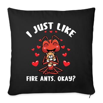 Feuerameise Mit Kuscheltier - Sofakissenbezug 45 x 45 cm - Schwarz - Vorne
