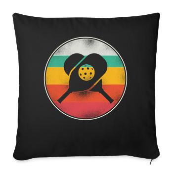 Pickleball Rétro Vintage - Housse de coussin décorative 45 x 45 cm - noir - Devant