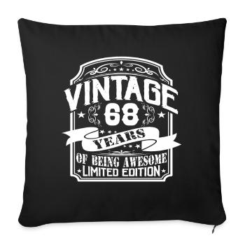 Anniversaire Vintage 68 ans Edition Limitée - Housse de coussin décorative 45 x 45 cm - noir - Devant