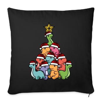Arbre de Noël des dinosaures - Housse de coussin décorative 45 x 45 cm - noir - Devant