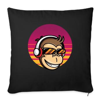 Monkey with headset - Sofa pillowcase 17,3'' x 17,3'' (45 x 45 cm) - black - Front