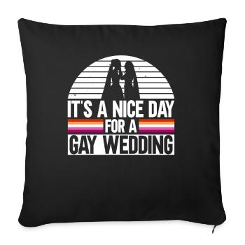 Mariage lesbien Gay lesbien Transsexuel - Housse de coussin décorative 45 x 45 cm - noir - Devant