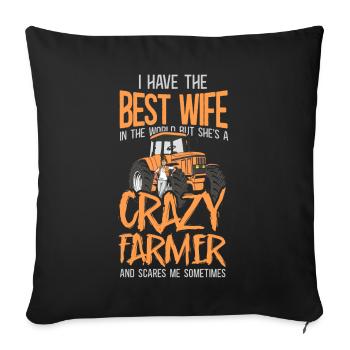 Farming Farmer Wife Tractor - Sofa pillowcase 17,3'' x 17,3'' (45 x 45 cm) - black - Front